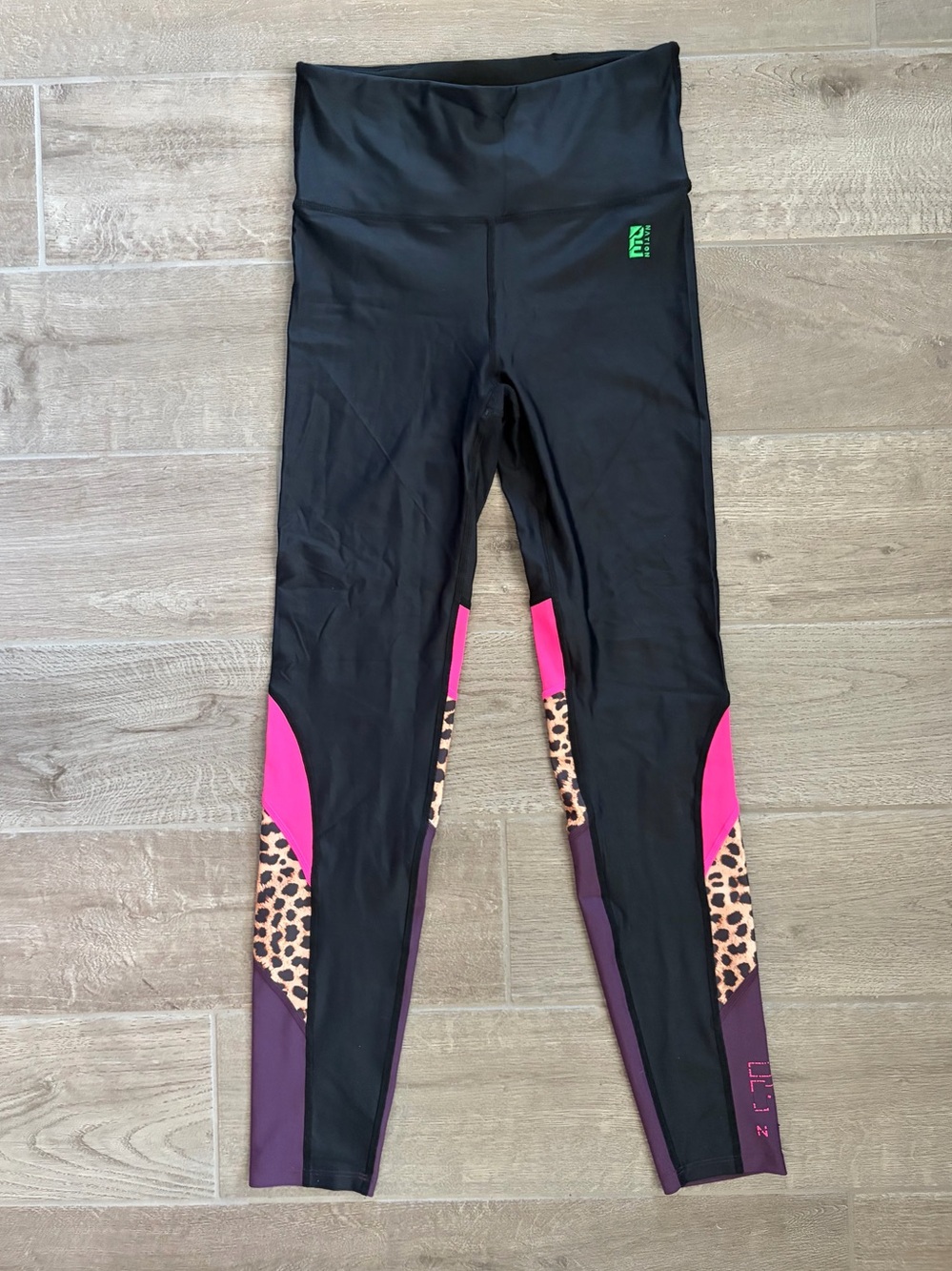Black Leggings with Pink & Leopard Accent